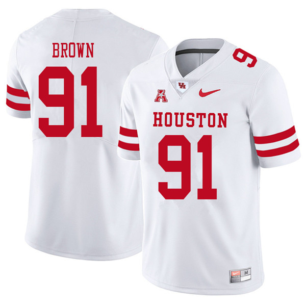 2018 Men #91 Tahj Brown Houston Cougars College Football Jerseys Sale-White - Click Image to Close